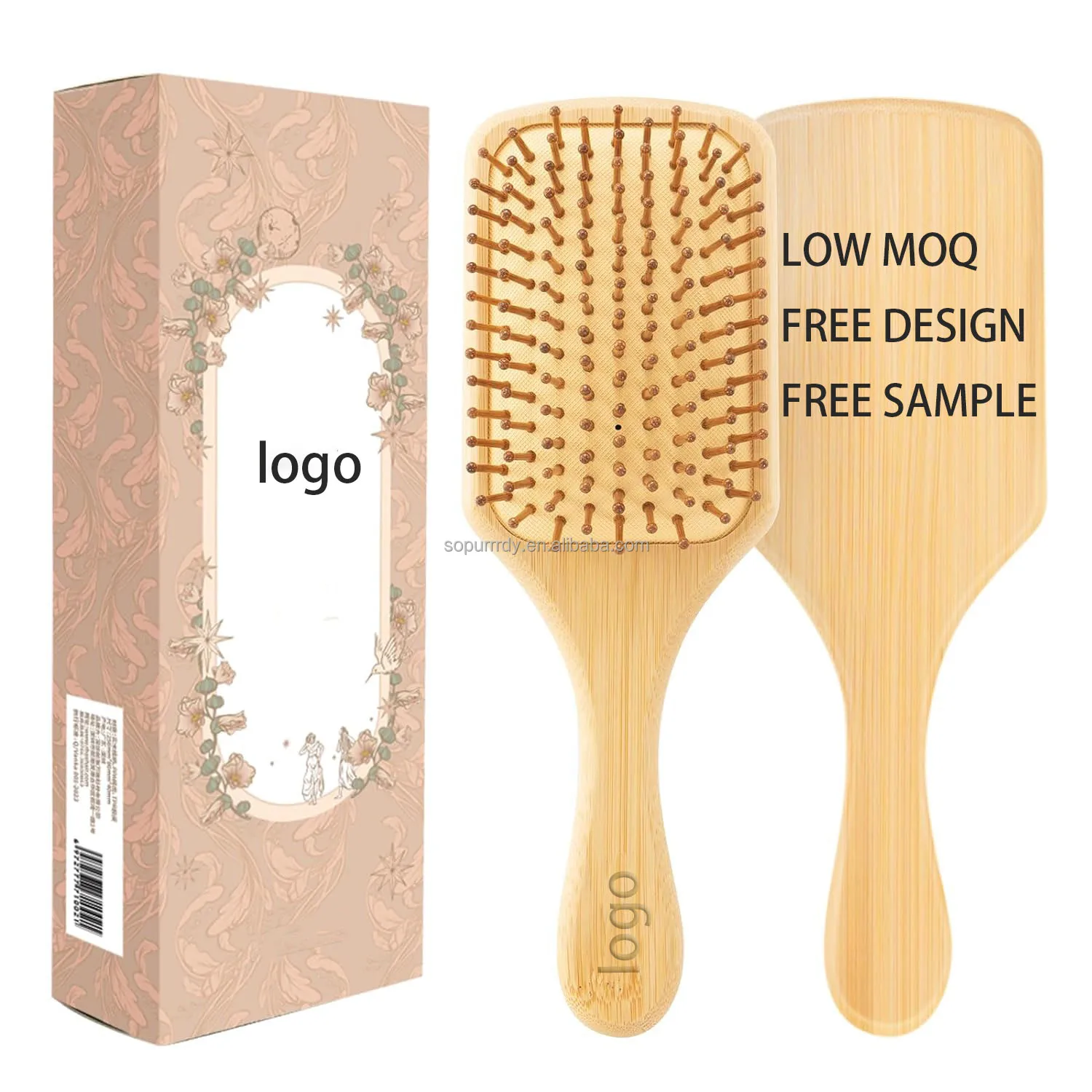 

Eco Friendly Custom Laser Engraving Logo Brand self cleaning Hairbrush Private Label Paddle Wooden Bamboo Massage Hair Brush