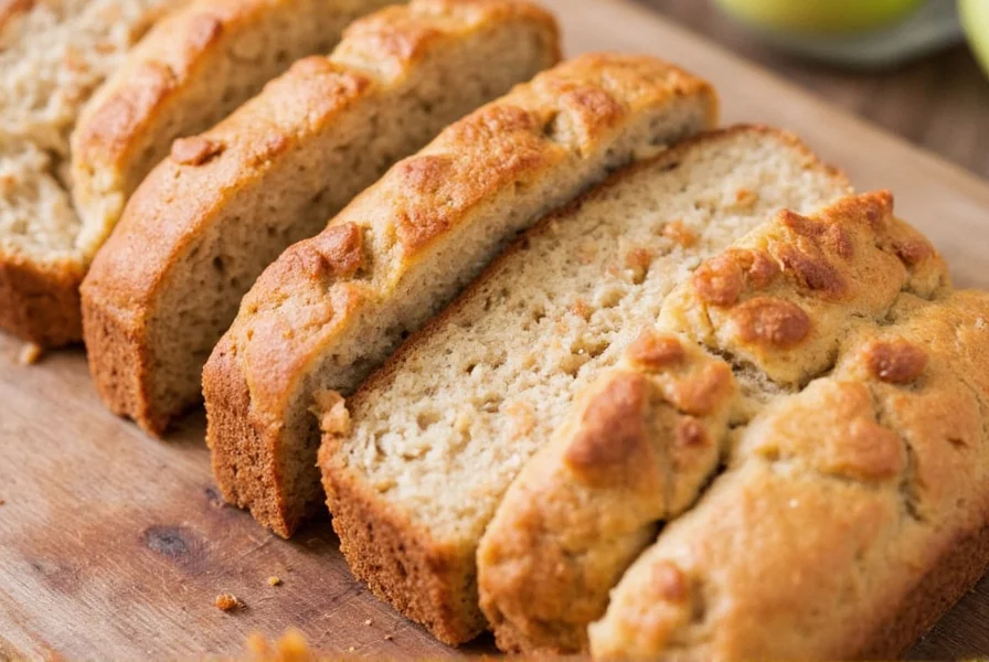 Cinnamon applesauce bread with streusel topping and sliced apples on top