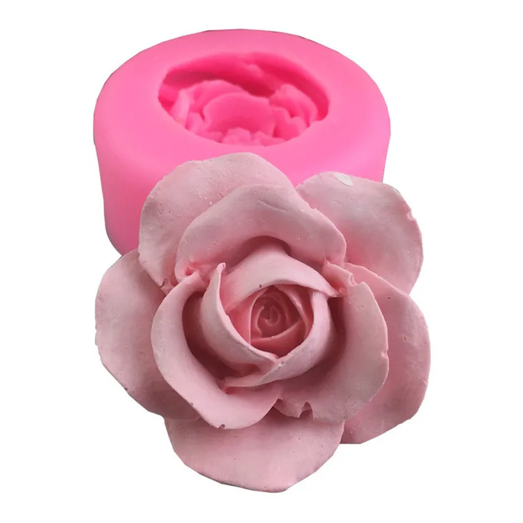 

Y063 soap Mould 6cm 3d large Flower rose silicone mold for cake topper, Pink