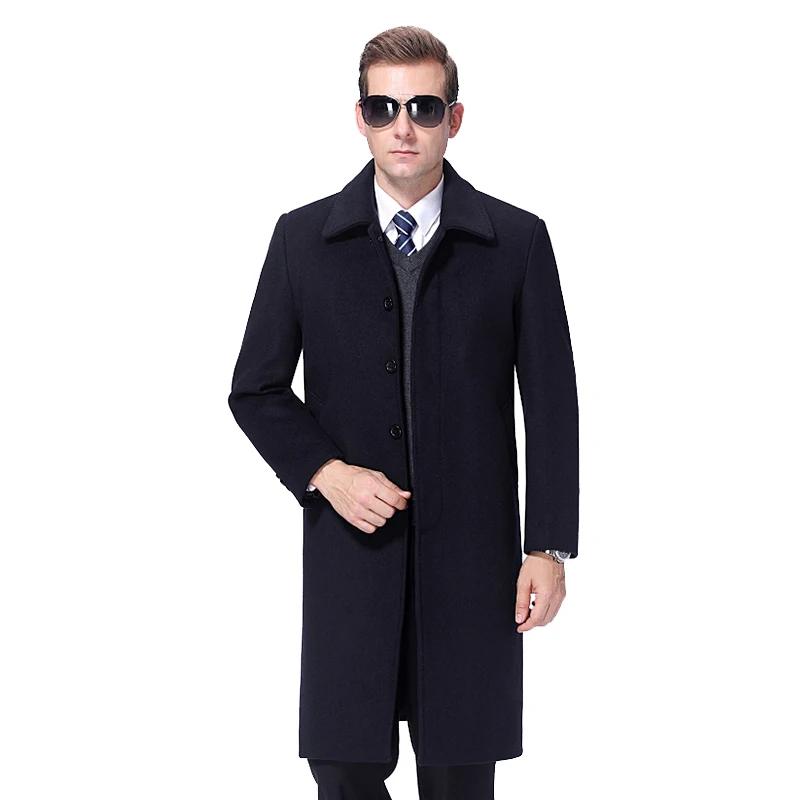 

Men Woolen Coat Winter Long Coat Autumn Man Coat Woolen Wool Blend Long Jacket Mens Overcoat