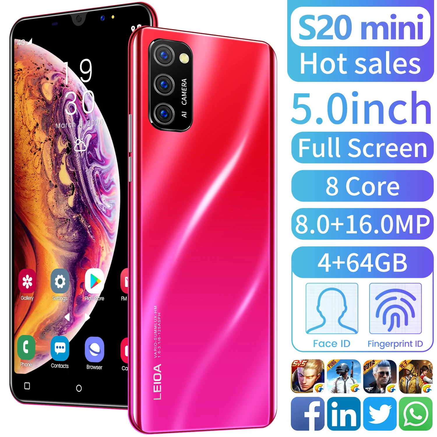 

Cheap S20 mini Smart Phone Cheap OEM Smartphone 4G oem phone, Black blue white