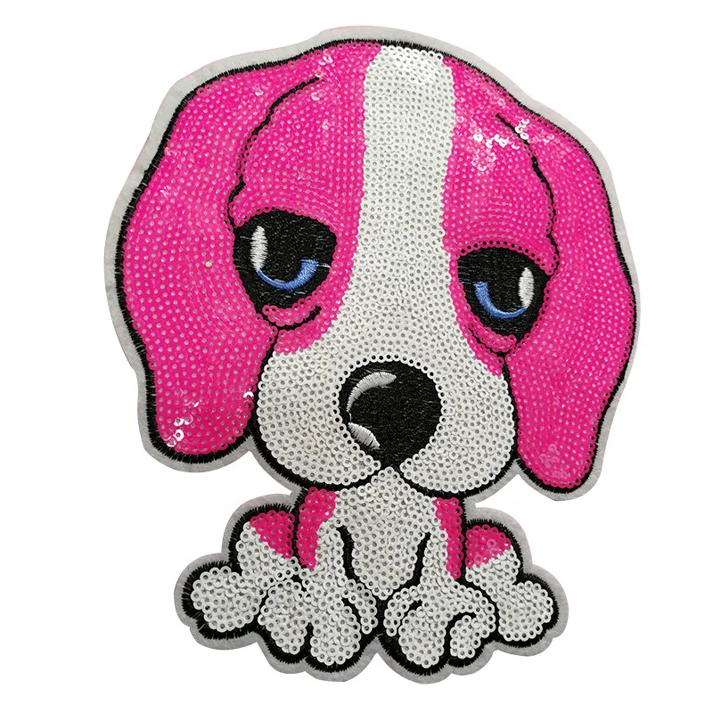 

Big ear dog Sequin cloth patch animal non woven embroidery cloth patch clothing accessories embroidery chapter patch supply