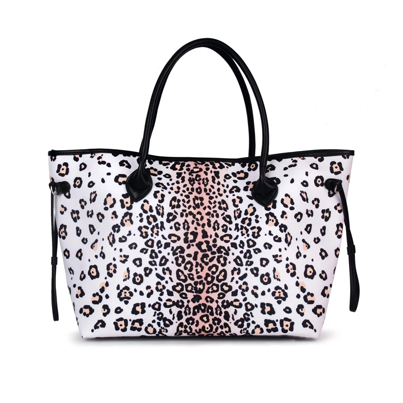 

Large Beach Tote Bag Canvas Leopard Tote Shoulder Bags Women Overnight Weekend Stuff Handbag DMA7874, White leopard