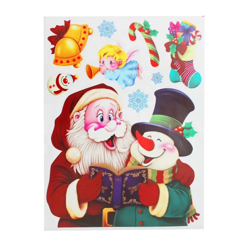 
Custom Reusable Christmas Themed Static Clings Decorative Decal Snowman Vinyl Stickers for Window Glass Decoration 