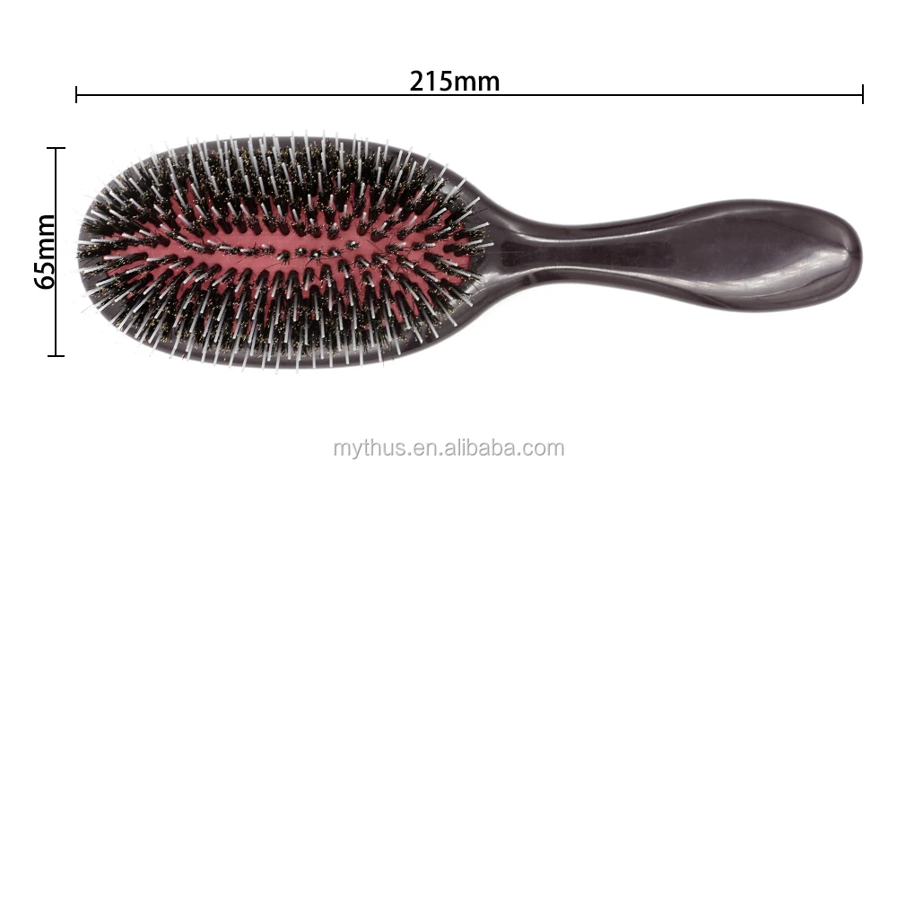 Natural Boar Bristle Cushioned Hair Brush Black Customize Ganhjod