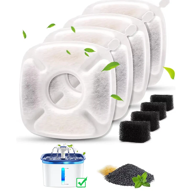 4Pcs Pet Water Fountain Filters Replacement Compatible with 95Oz/2.8L Dog Water Fountain Cat Water Fountain Filters