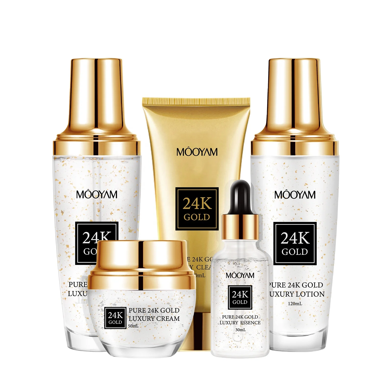 

women facial kit face moisturizing gold glowing whitening skin care set custom logo 24k gold anti-aging skin care gold set