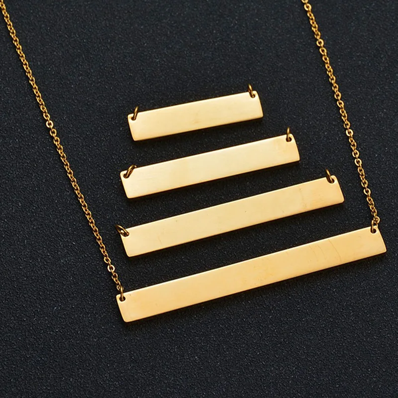 

Custom engrave blank gold plated any size stainless steel bar necklace, 18k gold /18k rose gold/18k rhodium