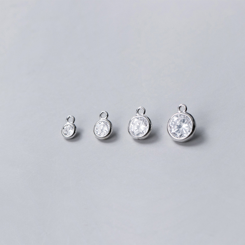 Vintage Sterling Silver Zircon Bezel Pendant Bracelet Necklace Connectors Jewelry Accessories