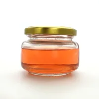 

short and small 100ml clear glass storage jar for caviar with metal lid