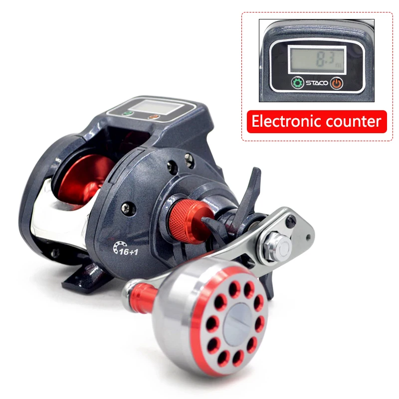 

Baitcasting Fishing Reel With Line Counter 9+1 Bearings Baitcaster Reel Digital Display Fishing