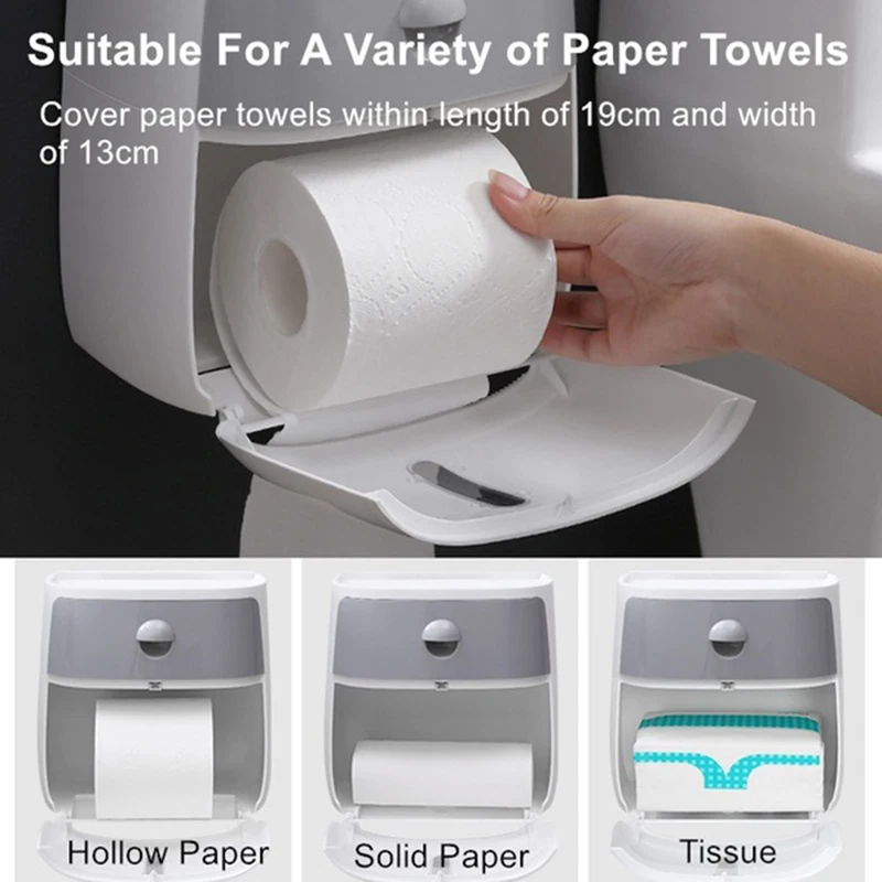 Bathroom Waterproof Tissue Box Plastic Toilet Paper Holder Wall Mounted ...