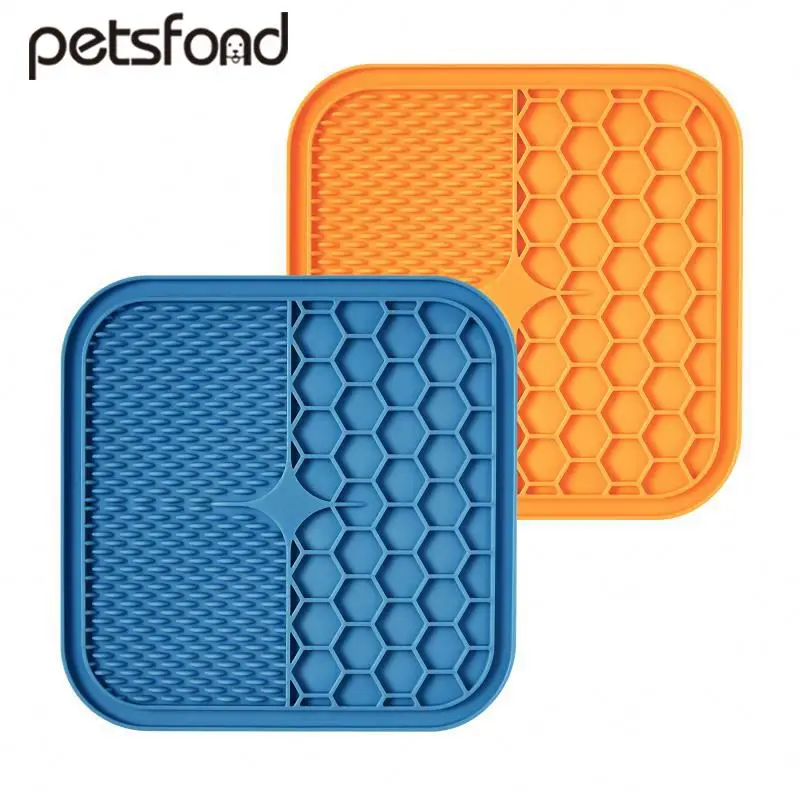 

pet feeding mat silicone ,kyQL dog bath distraction lick pad, Orange, blue