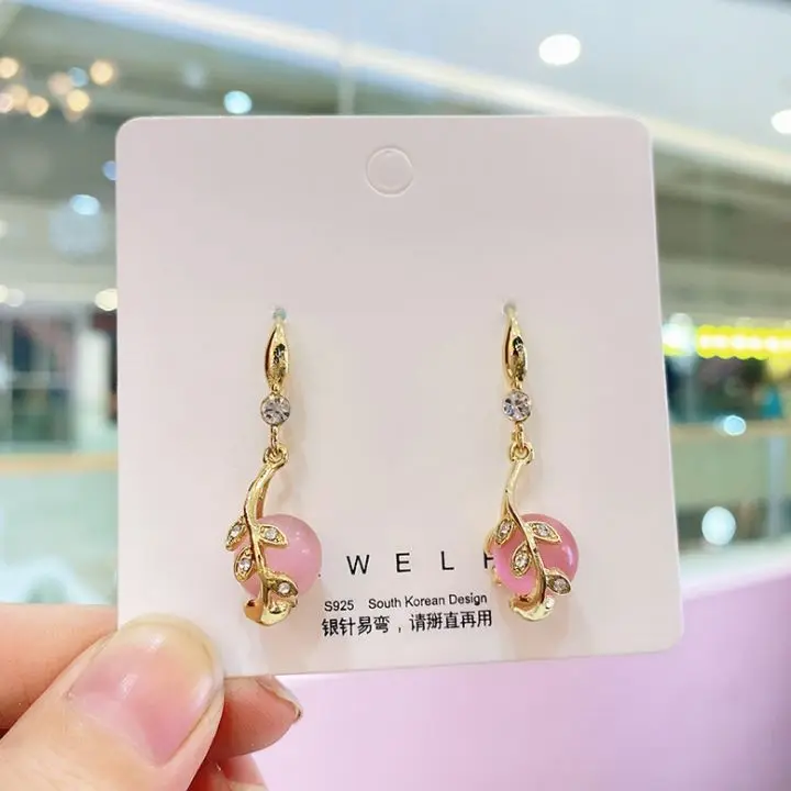

Pink peach short earrings exquisite earrings fashion 2021 new trendy earrings jewelry