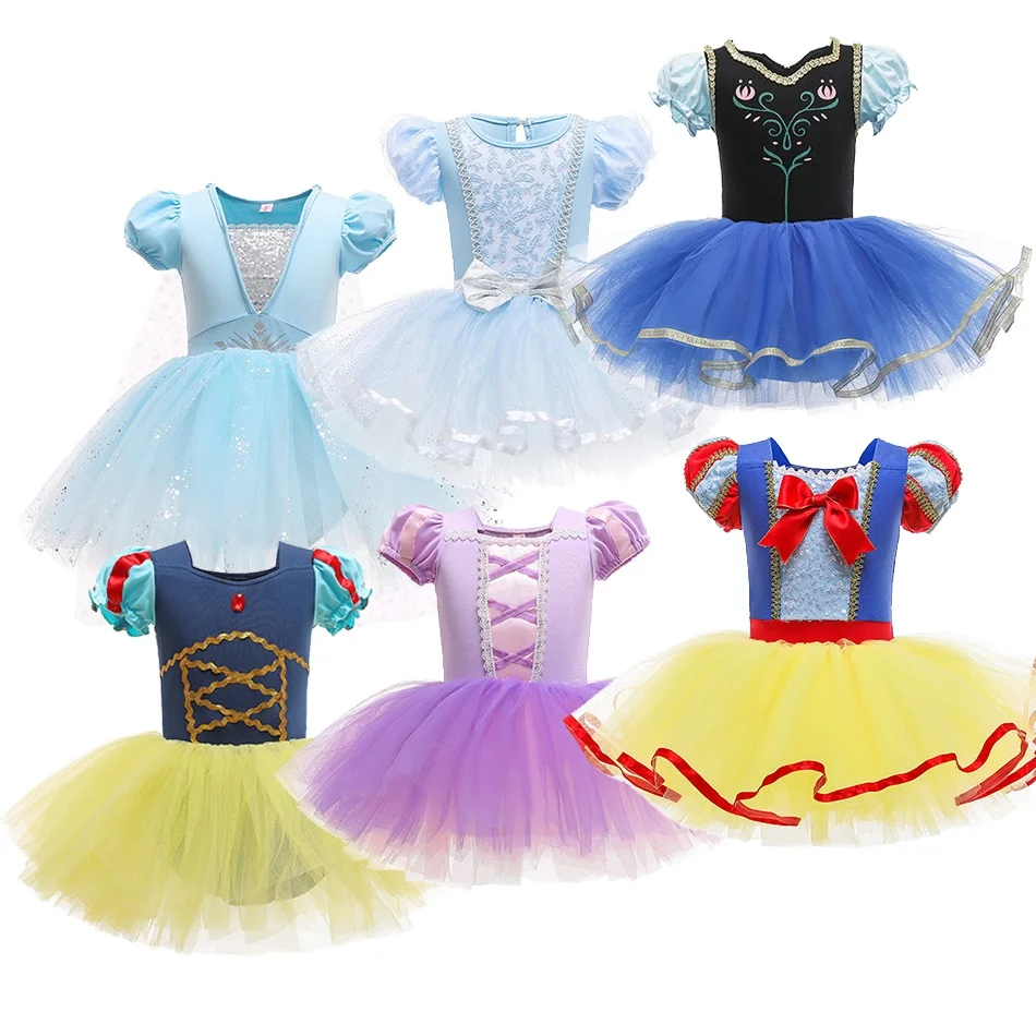 

2021 Summer Baby Girls Tutu Dress Children Elsa Anna Rapunzel Princess Costume Kids Performance Wear Girl Dance Leotard Ballet