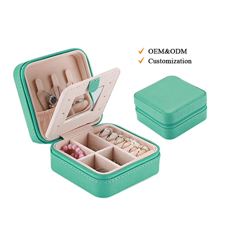 

PU Earrings Jewel Organizer Storage Case Portable Jewellery Packaging Gift Boxes Travel Earring Jewelry Box For Women, Pink/white/black/green/blue/red/gray/yellow/khaki/custom color