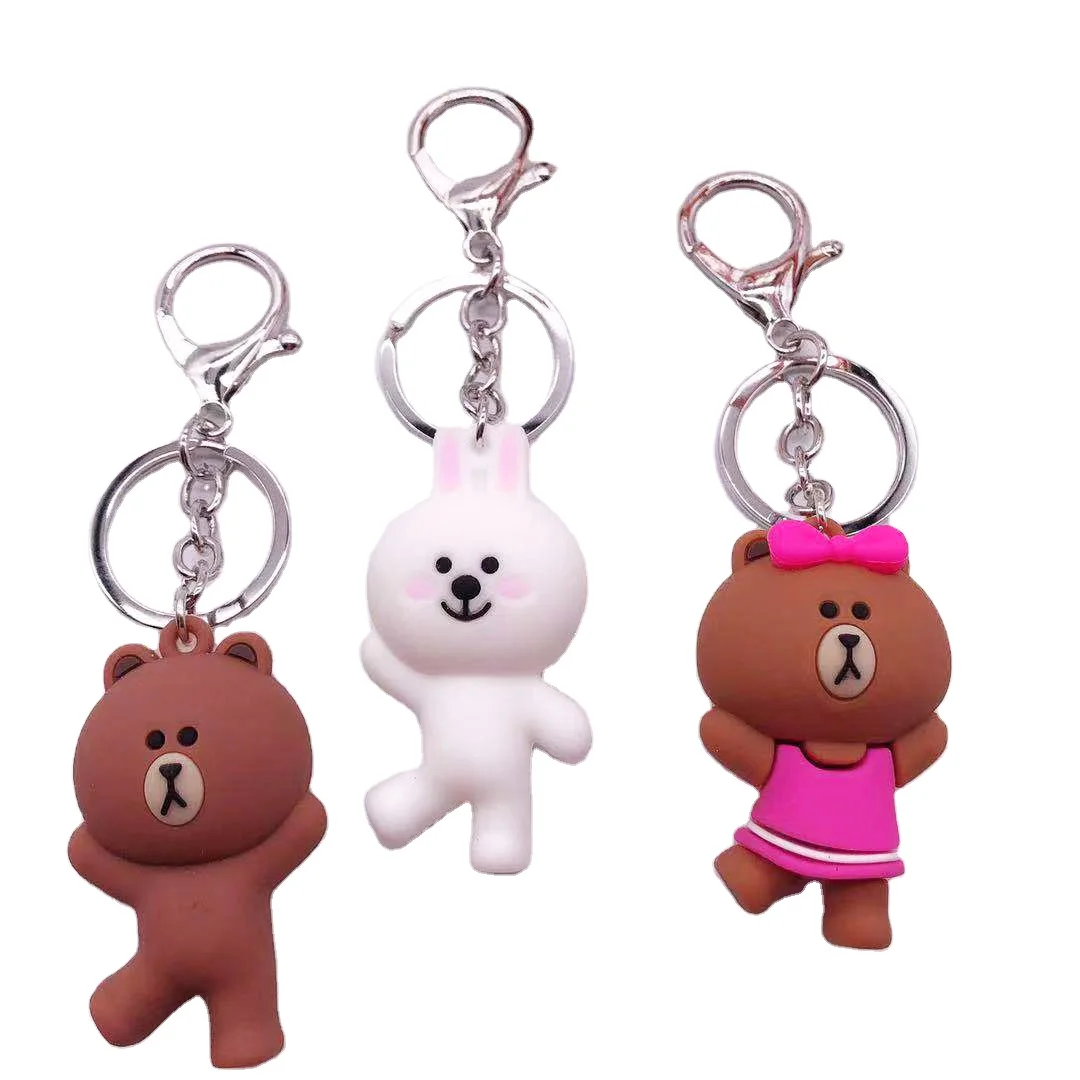 

South Korea's new network red bear network red rabbit drop plastic key chain cute small fresh PVC key chain free shipping