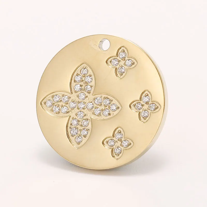 

Fashion Gold Plated Accessories Allergy Free Zircon Flower Crystal Craft Flower Enamel Charms