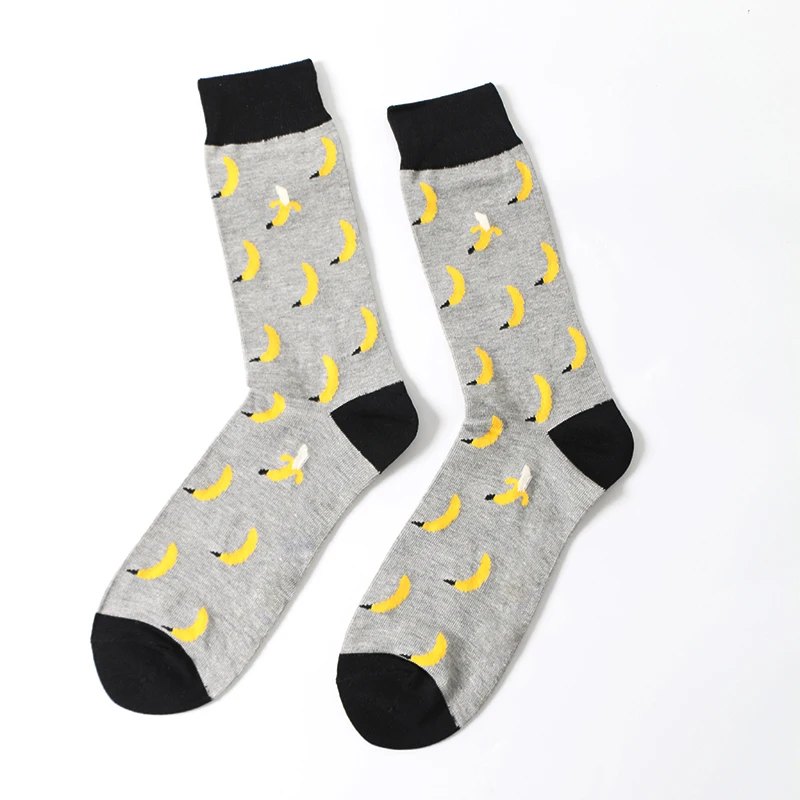 

Jacquard Funny Banana Men And Women Crew Socks Bamboo Cotton, As picture