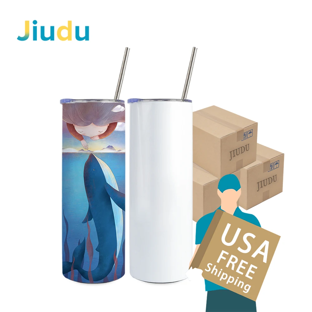 

US Warehouse Stocked White 20 Oz Straight Sublimation Blanks Stainless Steel Tumblers Double Wall Coffee Mug Insulated Tumbler, Stainless steel color