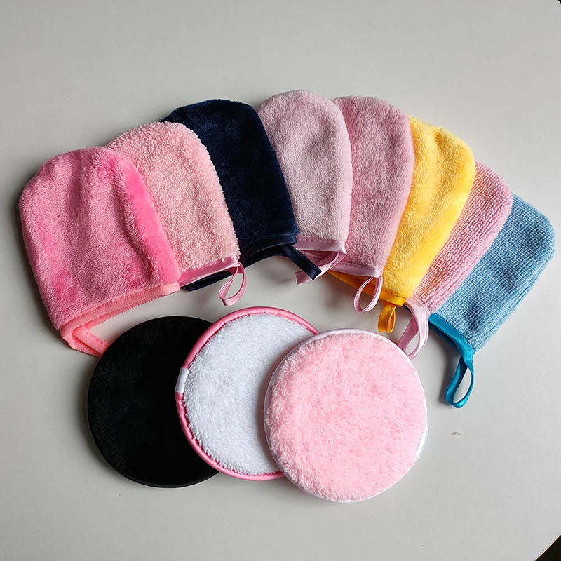 

Custom Logo Zero Waste Reusable Face Cleansing Bamboo Charcoal Makeup Remover Cleansing Gloves Mitt, Any color can be customized