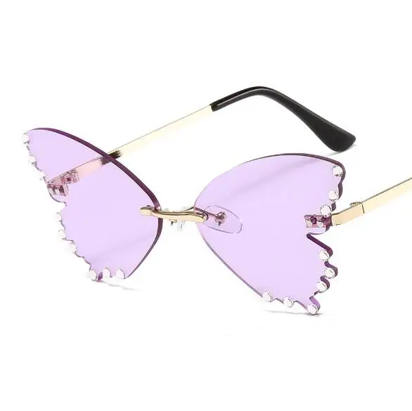 ty0271 时尚驾驶眼镜女士无框蝴蝶形太阳镜钻石大框色调水钻镜面眼镜