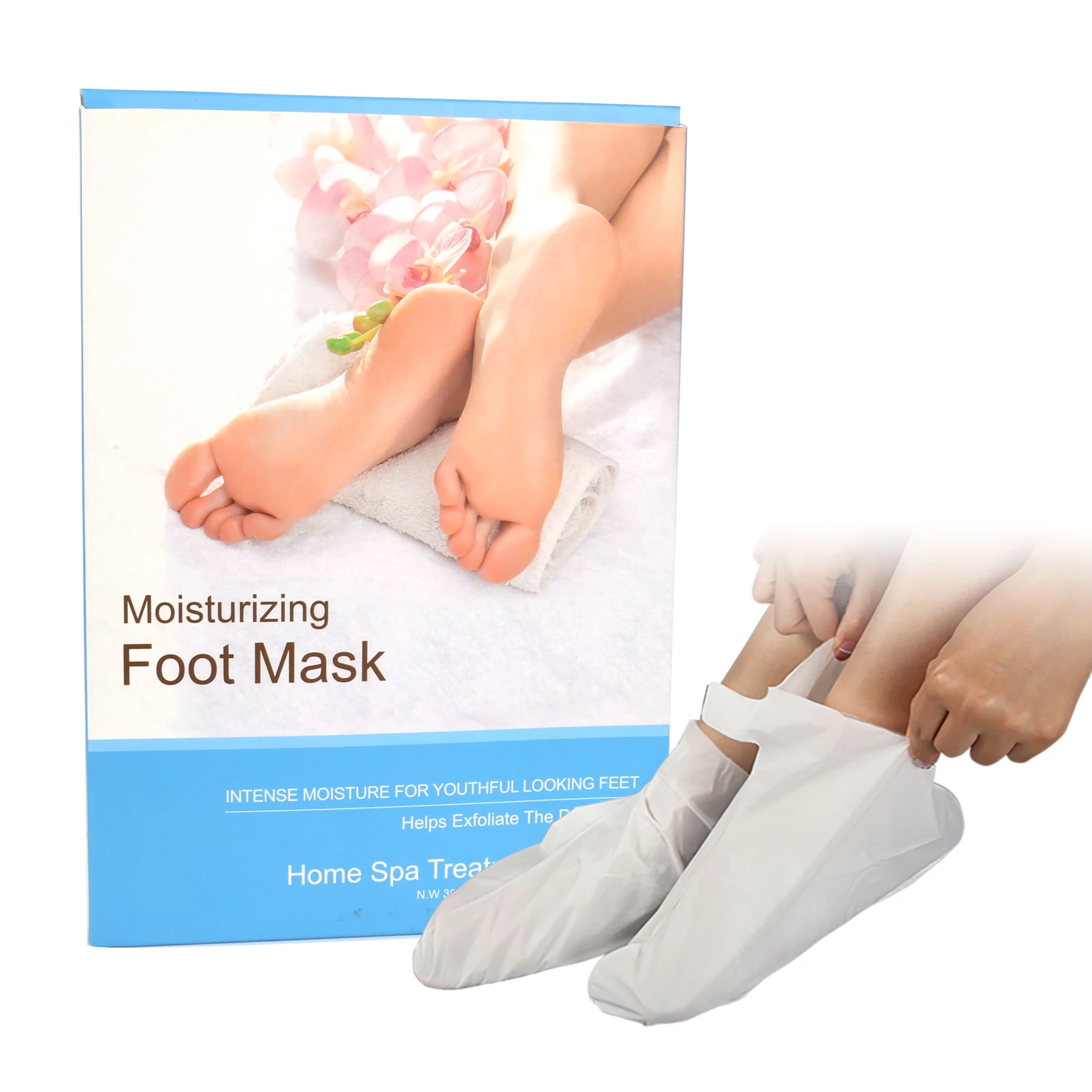 

Spa Moisturizing Disposable Pedicure Nourishing Treatment Natural Silk Sock Foot Mask, White