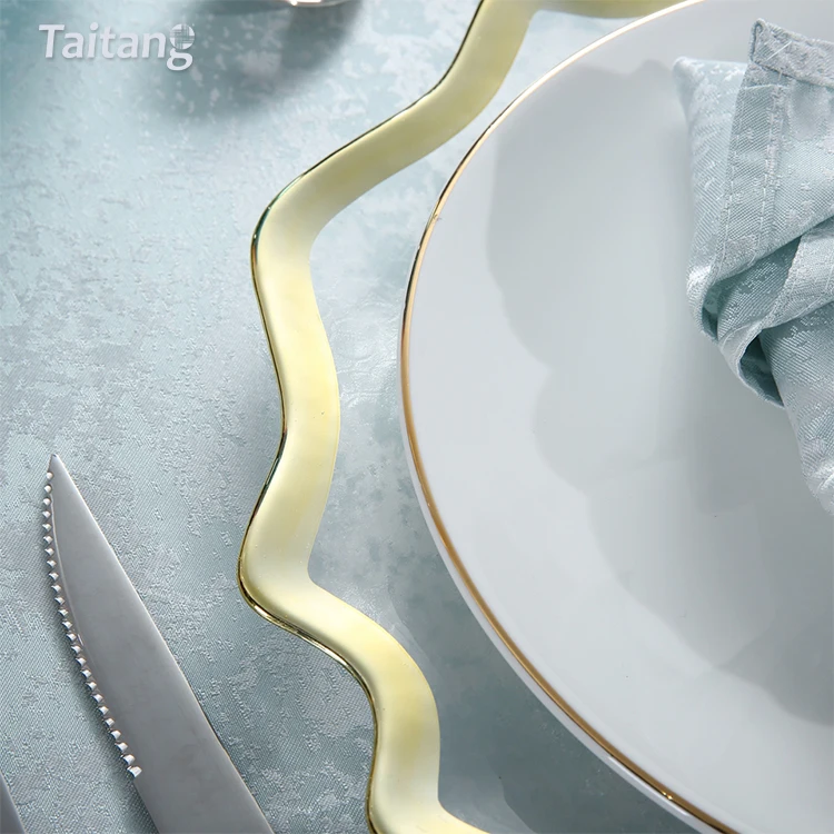 

Wholesale Luxury Ceramic Table Charger Dinnerware Set Decoration Plate, Gold rim