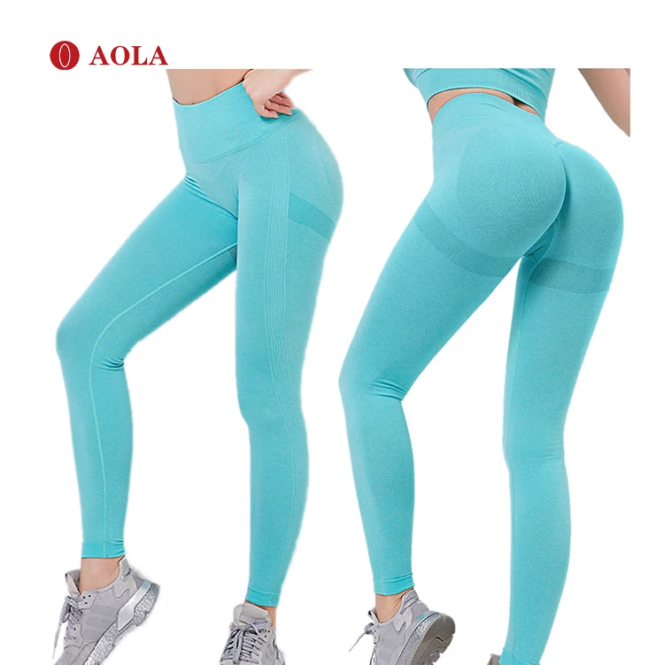 

AOLA Gym Energy Stripe Sport Compresion Workout Seamless High Waist Compression Tights Leggings, Pictures shows