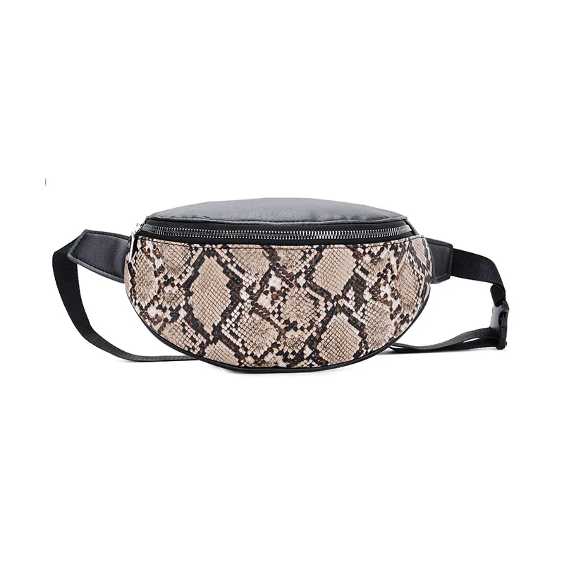 

Wholesale Fashion Waterproof Unisex Fanny Pack PU Leather Snake Pattern Waist Bag, As the picture or customized