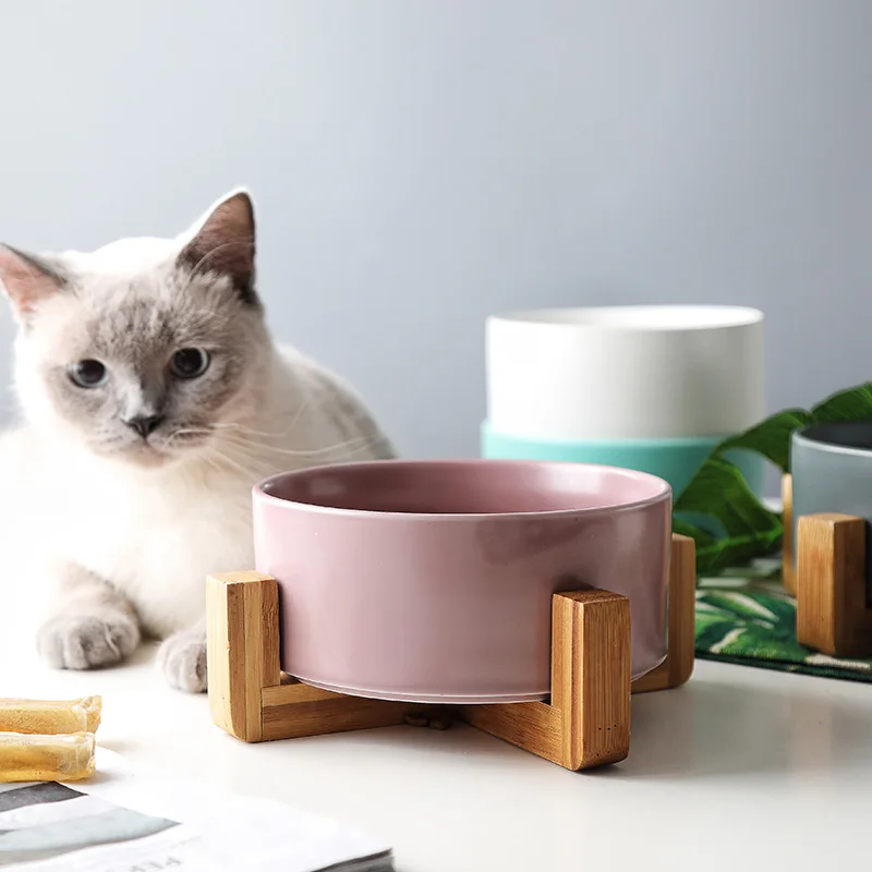 

Ceramic Eco Friendly With Bamboo Shelf For Cats And Dods Pet Bowl