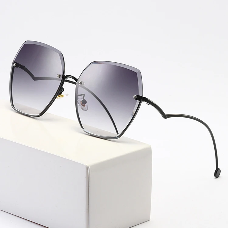 

SKYWAY Trendy Cut Edge Frameless Women Sunglasses Wholesale Summer High Quality Oversized Womens Bent Temple Sunglasses