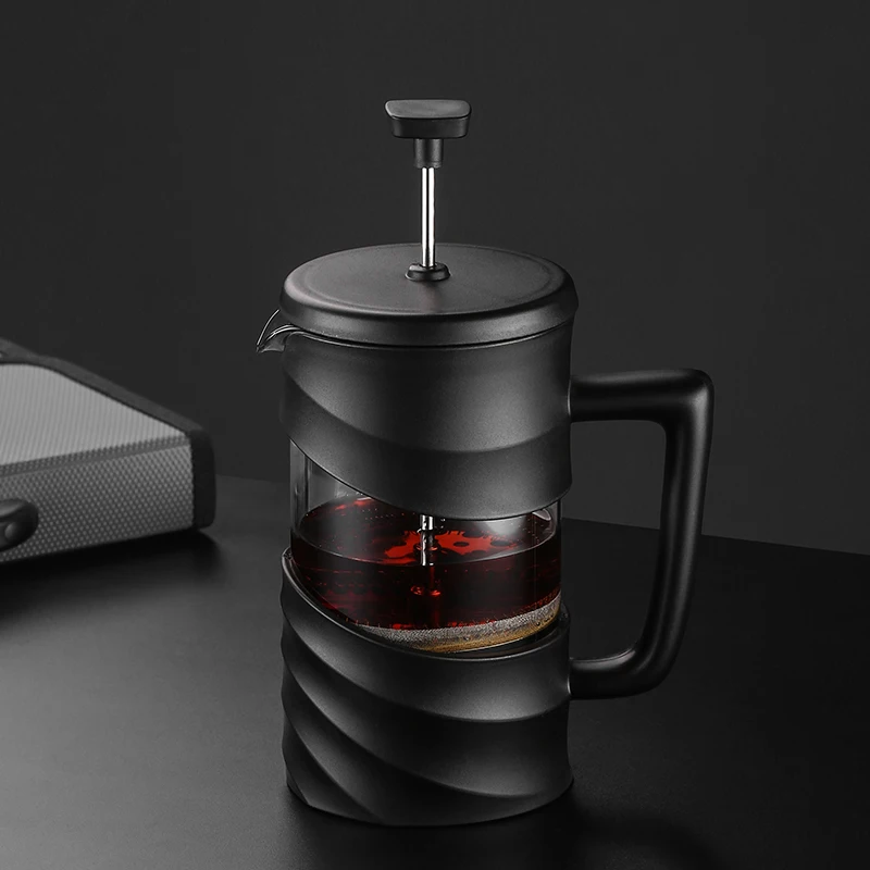 

2021New Design Home Portable Travel French Press Coffee Maker Glass French Press, Black