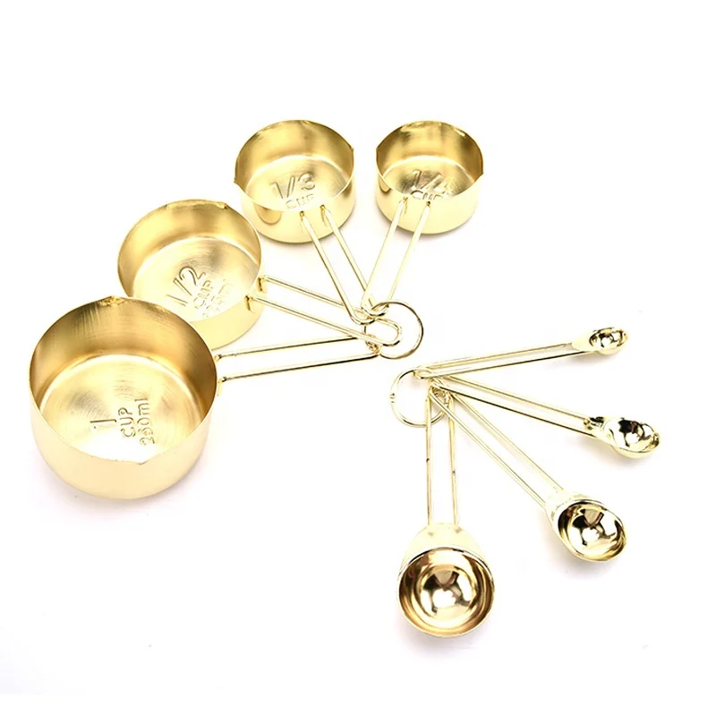 
18/0 Stainless Steel Measuring Cups and Spoons Set in Silver/Gold/Rose Gold Color 