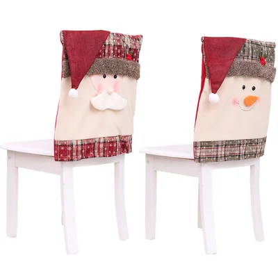 

Free shipping Christmas Decorations Old Man Snowman Chair Cover Hotel Restaurant Holiday Decorations
