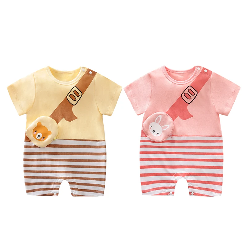 

Wholesale Fashion Stripe Print Short Sleeve Newborn Infant Baby Boys Girls Cotton Clothes Baby Romper Onesie, Picture shows