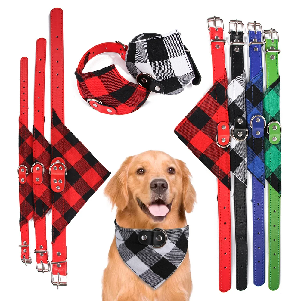 

Washable Plaid Triangle Adjustable Dog Pet Bandana Collar For Dog, Black, red,blue, green