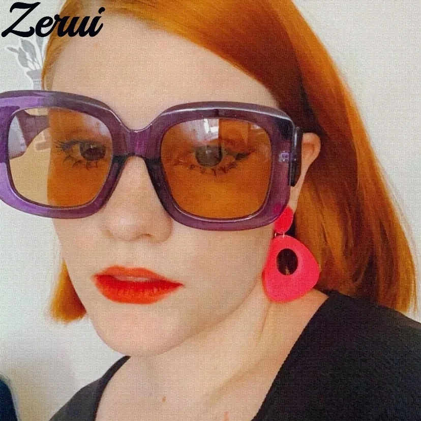 

Unique Thick Frame Square Leopard Purple Gradient Sunglasses For Women 2021 Luxury Brand Vintage Wide Leg Uv400 Eyewear Green, Multi-colored