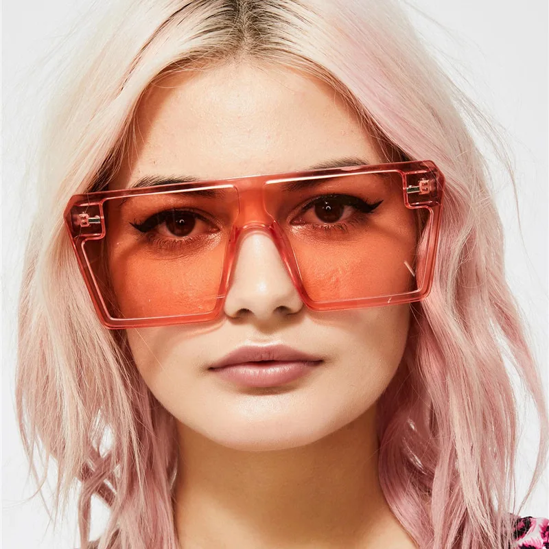 

2021 Fashion Vintage Oversized One Piece Lens Ladies Square Sunglasses Designer Sunglasses Famous Brands
