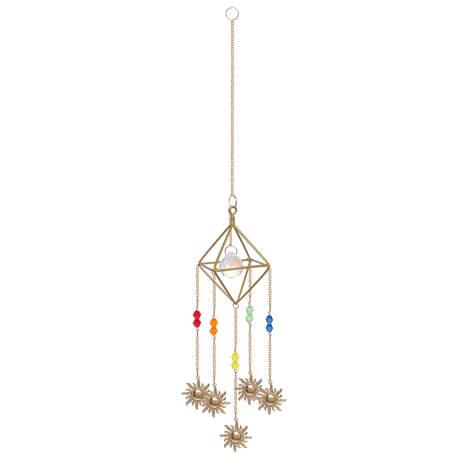 

AB Color Gold Plant Shelf Wholesale Moon Hanging Crystal Prism Suncatcher