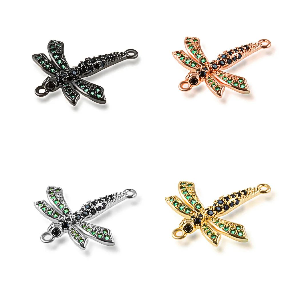 

Wholesale Cz Micro Pave Cubic Zirconia Brass Dragonfly Connector Findings Jewelry Making