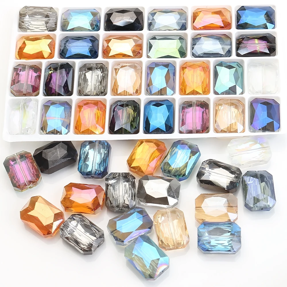 

Flat Rectangular Crystal Beads For Jewelry Making 13X18mm Faceted Glass Beads For Earring Necklace DIY Accessories 10pcs/bag