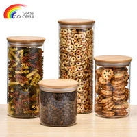 

glass storage jar with bamboo lid glass food container