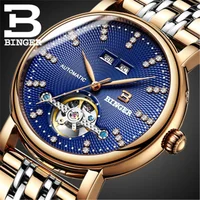

BINGRE 1173 Full stainless Steel sapphire Switzerland Men Watch Luxury Diamond Superior quality Mechanical Wristwatches