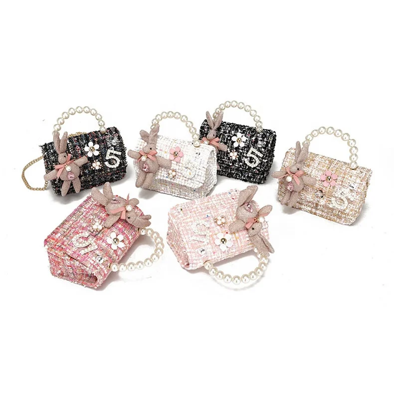 

2021 New Children Crossbody Rabbit Purse in Bulk Cute Kids Purses Handbag Fashion Mini Toddler Shoulder Pearl Bag for Girls, Customized color