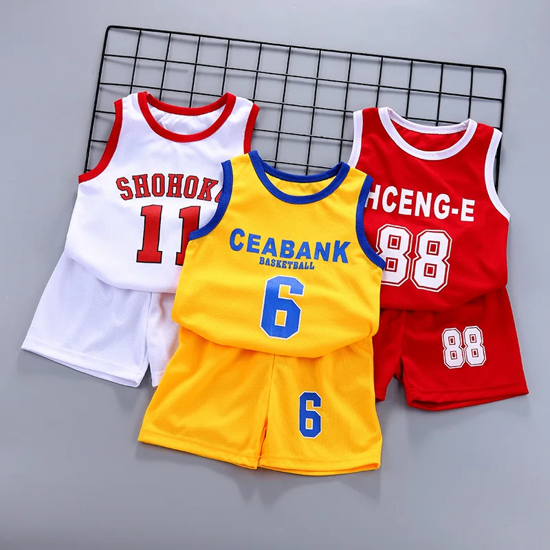 

Wholesale Custom Children 2 Piece Set Short Sleeve Shirt Shorts Men's and Women's School Basketball Jersey Set Unisex Autumn, Blue white black