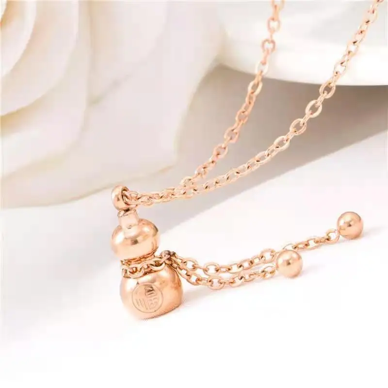 

Personalized stainless steel necklace temperament titanium steel Fu word gourd Necklace women's stainless steel necklace jewelry