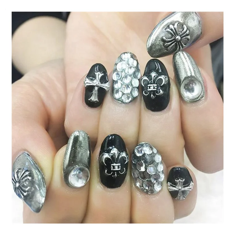 

2021 halloween cross 3d nail art decals Retro alloy ornament charms