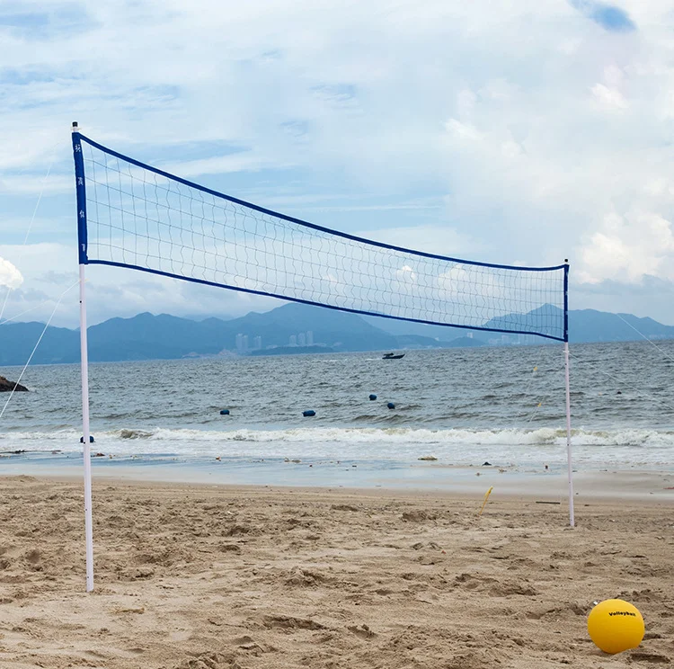 

In Stock Wholesale Outdoor Sport Fitness Beach Game Portable Beach Volleyball Net Beach Volleyball Set, As picture