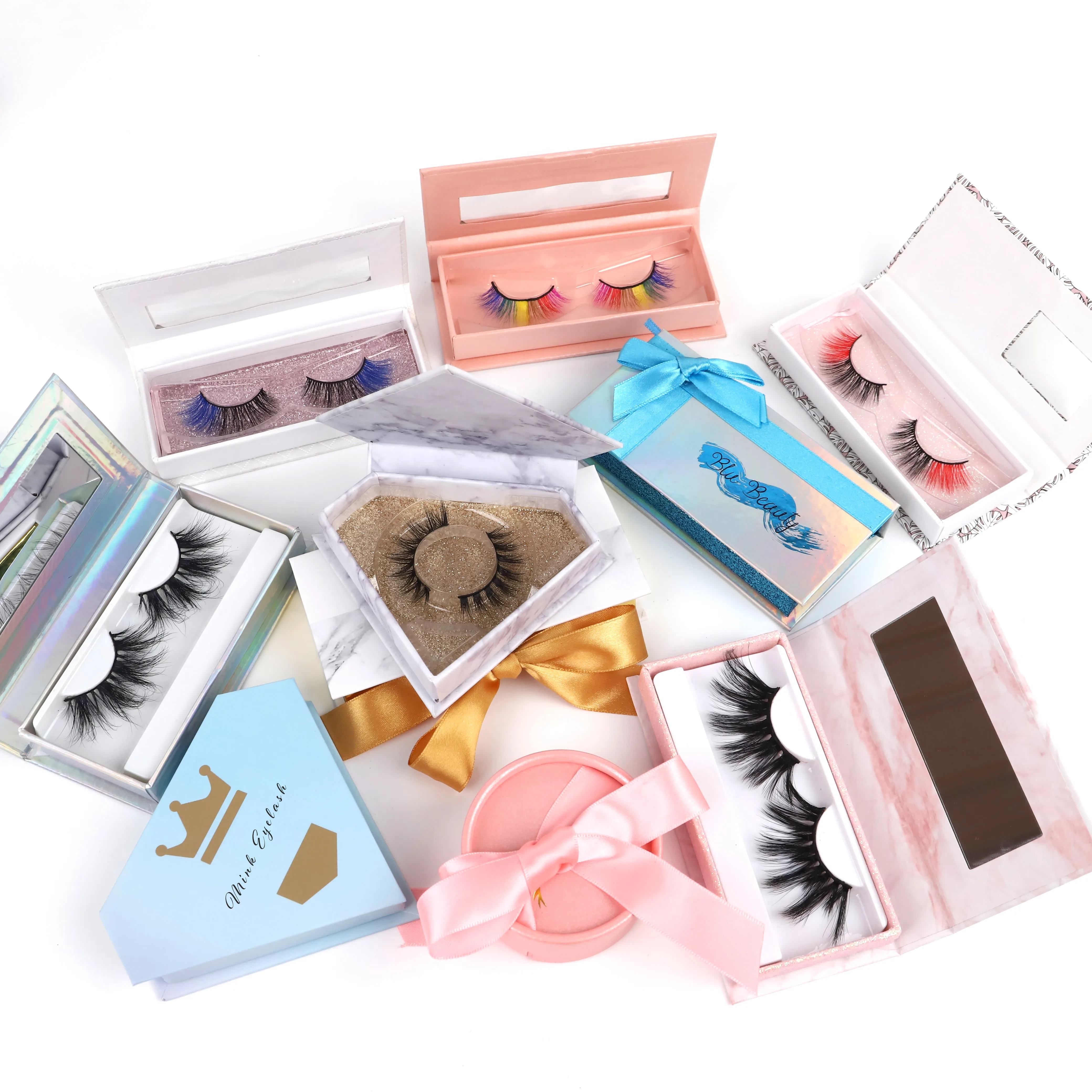 

Free mink lashes custom logo paper glitter box real mink lash
